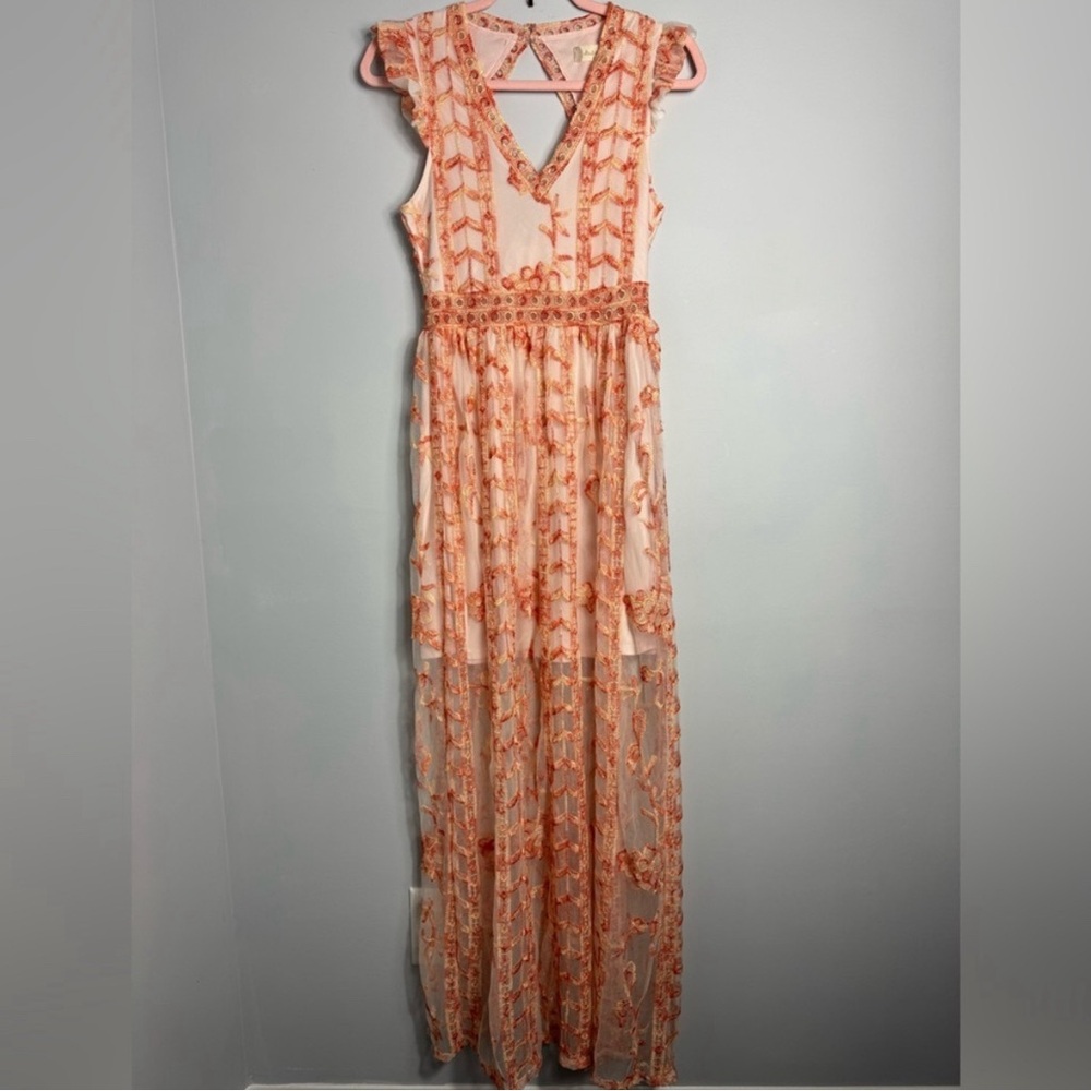 Altar'd State Floral Maxi Dress - Cream and Orange